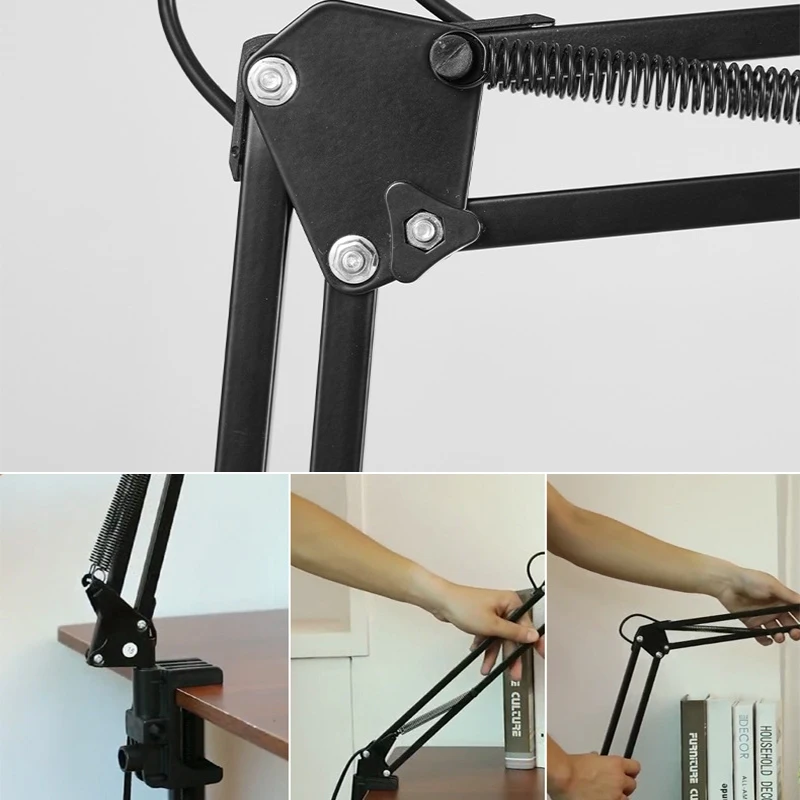 Table Lamp Adjustable Long Arm Folding LED Suit E27 Bulb Eye Protection Table Lamp for Reading Learning Interior Decoration