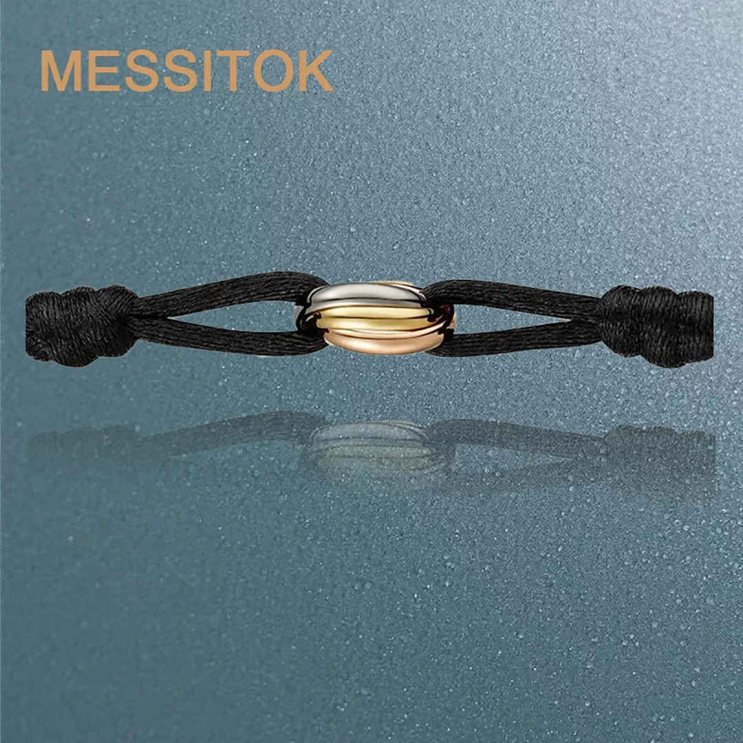 

MESSITOK Классические роскошные ювелирные изделия S 925, серебряный браслет с тремя кольцами и крестом для пары. Праздничные подарки. Не выцветает. Не аллергический