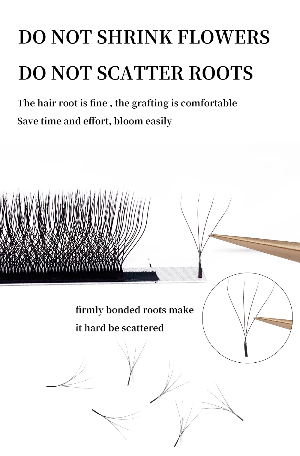 Yelix 4D W-Shape Premium Wimpernverlängerungen Professioneller Salon Großhandelslieferant und 4-Lash Network Weave Fluffy Volume Tray – Detail 5