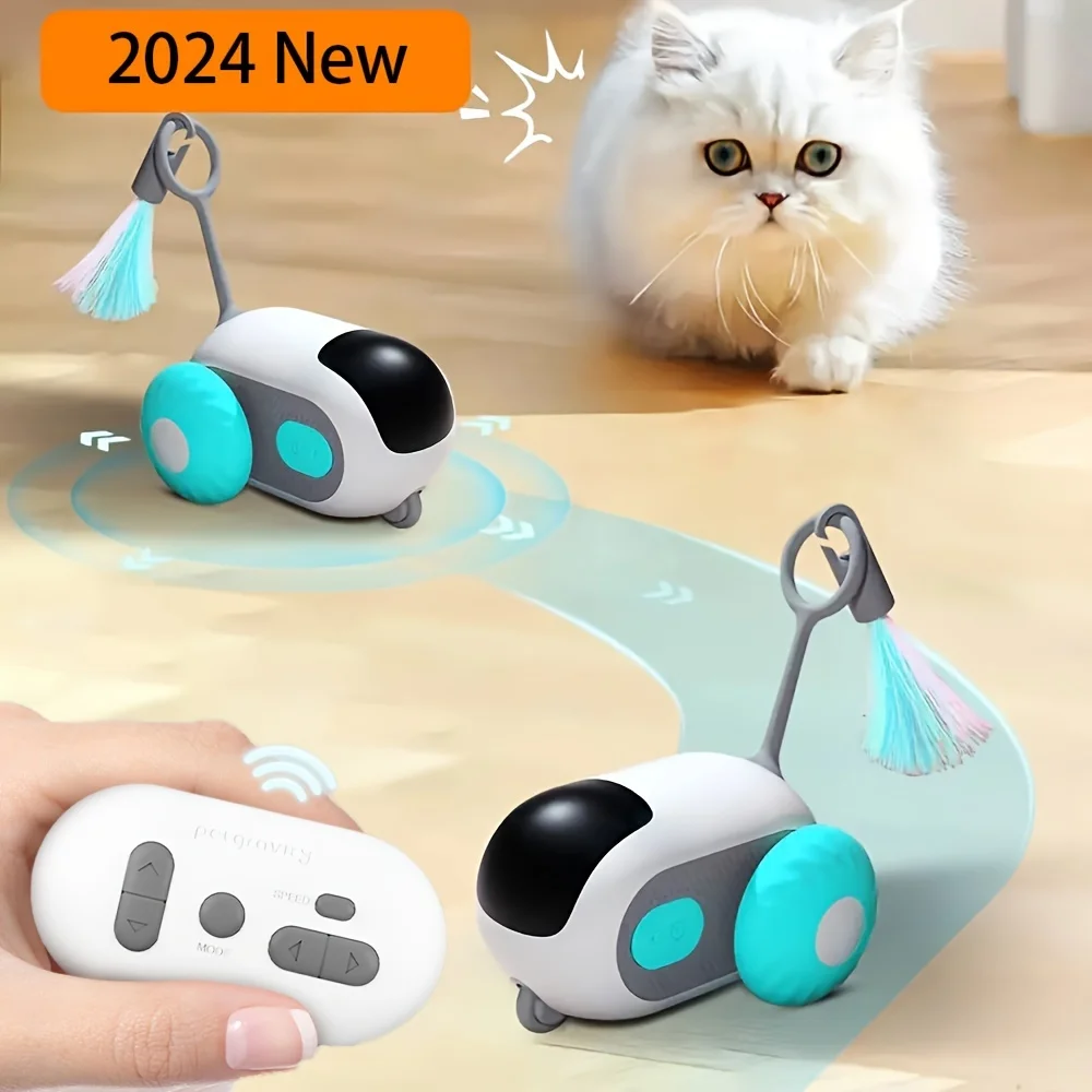 Coche de juguete para gato de gravedad inteligente, tracción automática con evitación de obstáculos realista y Sensor infrarrojo, Diseñado para