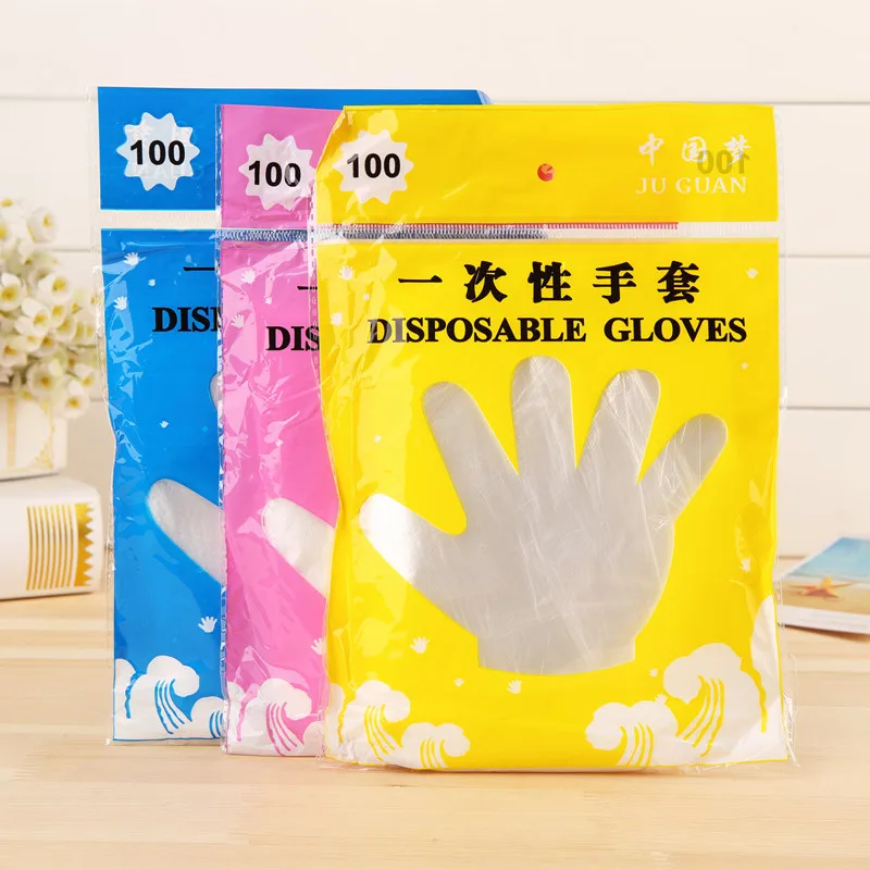 Disposable Gloves Plastic Disposable Gloves for Dishwashing, Catering and Beauty, 100 Packs gloves work