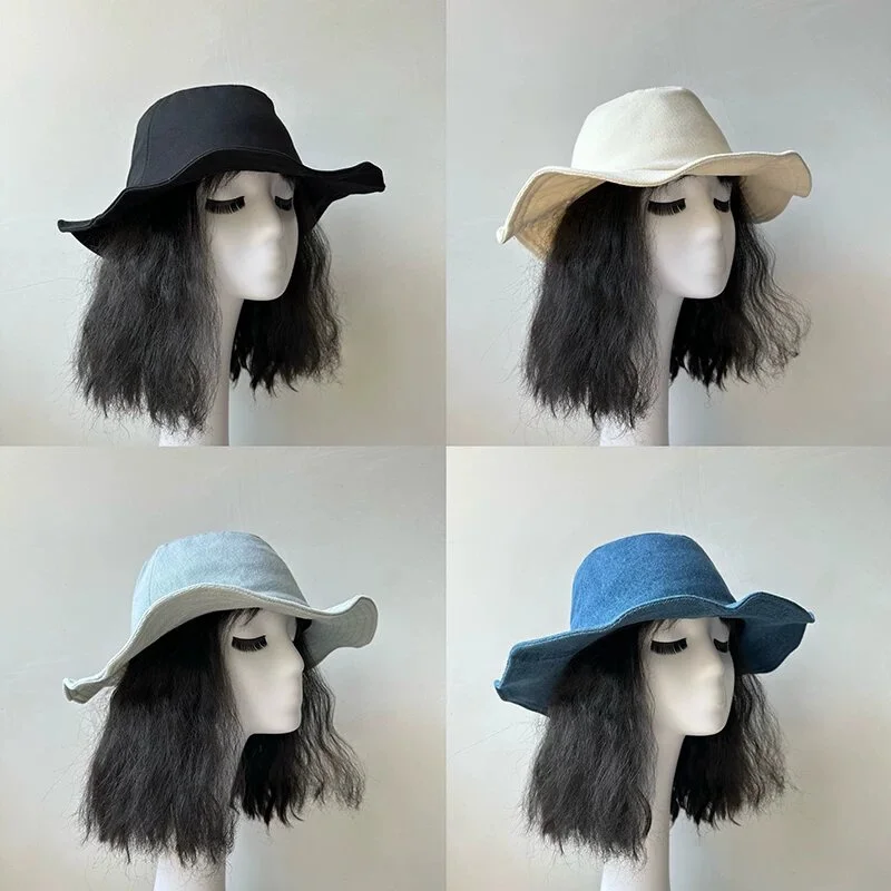 Cotton Large Head Bucket Hats Man Woman Thin Wide Brim Fisherman Hat Sun Protective Hat Sun Hats Sunshade Cap