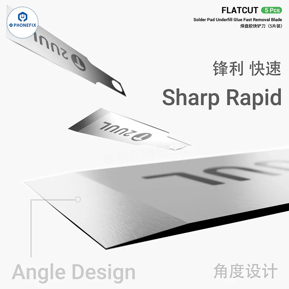 

2UUL DA28 FlatCut Mobile Phone Motherboard PCB CPU IC Solder Pad Underfill Glue Fast Remove Blade Cleaning Repair Knife Tool Set