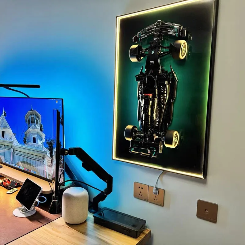 Metalowy uchwyt ścienny LED 31,5 cala do modelu LEGO 42171, podświetlany uchwyt ścienny do klocków konstrukcyjnych Mercedes AMG F1