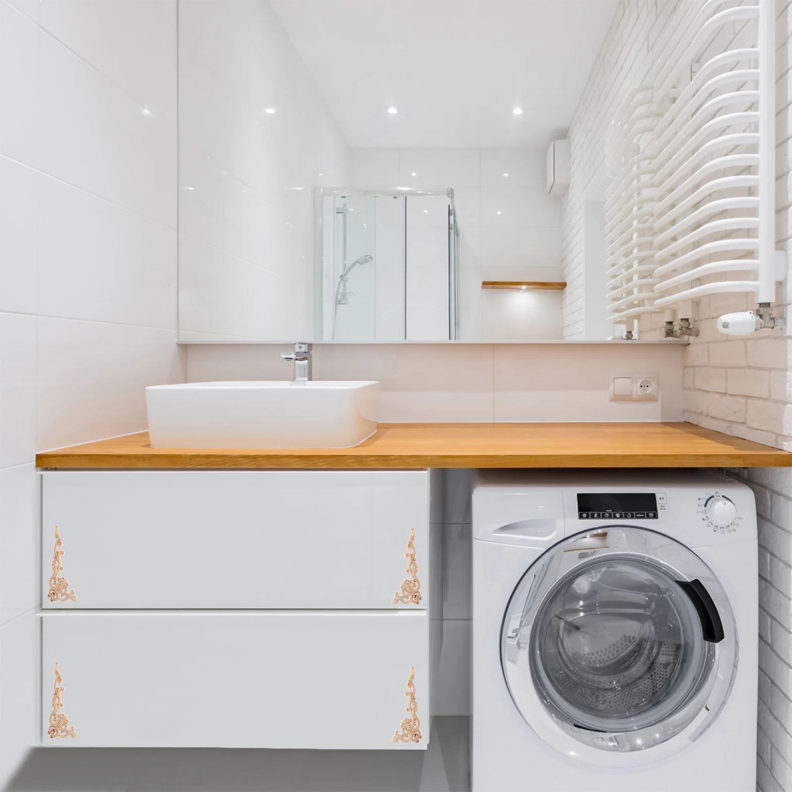 

4Pcs Wood Carving Applique Unpainted Frame Wooden Carved Onlay Furniture Door Wall Decoration Wooden Carved Onlay