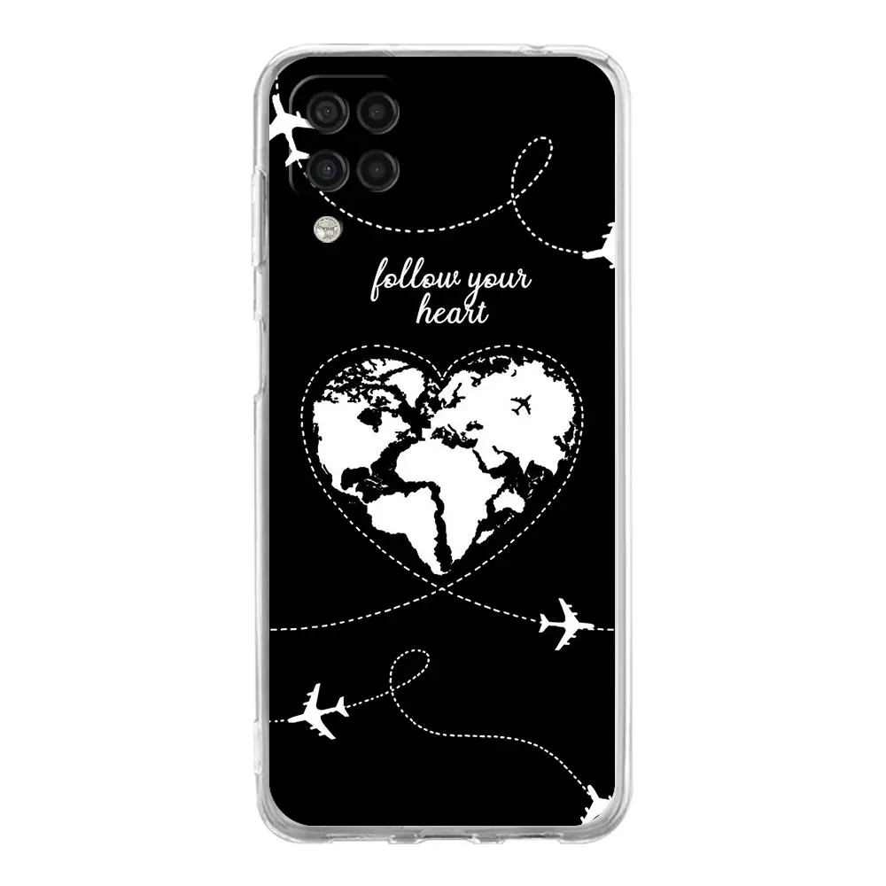 Phone Case For Samsung A13 A33 A35 A55 A73 A53 A23 A51 A71 A21S A31 A41 A05s A03S A15 A25 5G Cartoon World map scenery direction