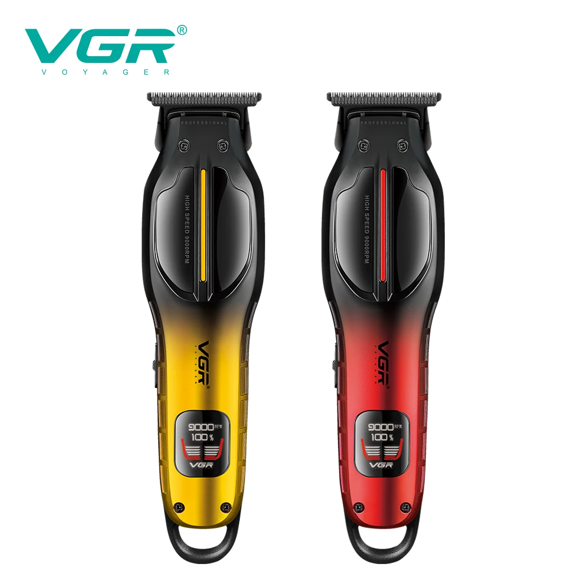 VGR جديد الراقية مقص الشعر التدرج المعدني الجسم الرجال مقص الشعر الكهربائية 9000 دورة في الدقيقة الذكية الرقمية الشعر المتقلب V-226