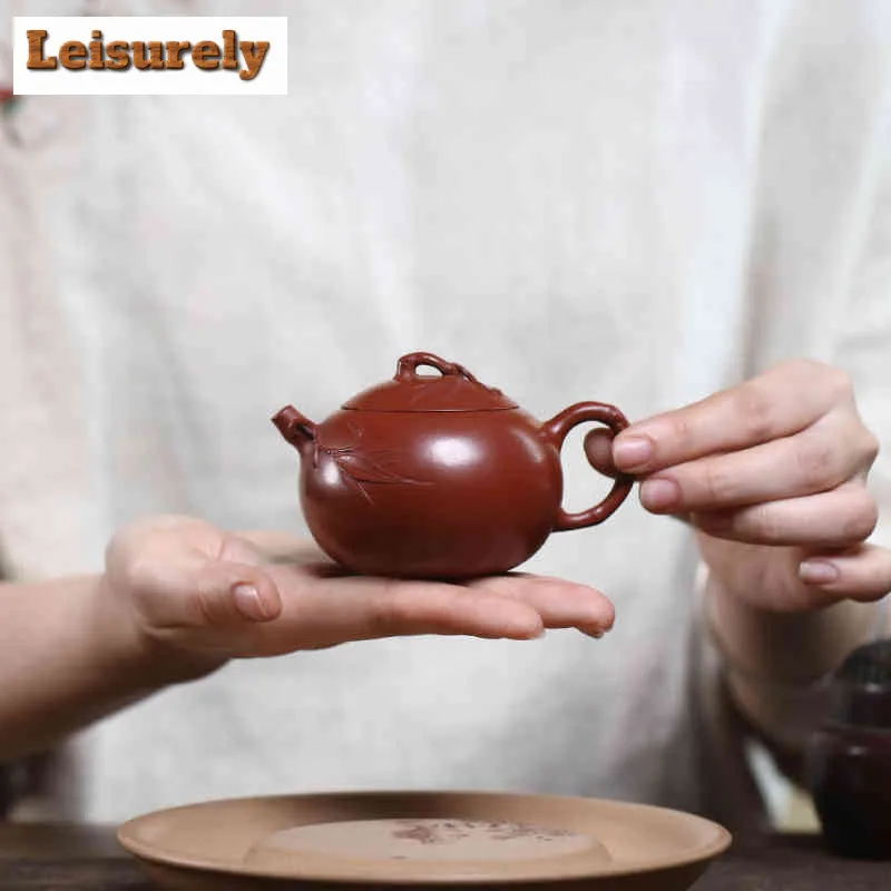 

130ml Exquisite Yixing Purple Clay Teapots Handmade Bamboo Joint Xishi Pot Raw Ore Dahongpao Mud Tea Maker Kettle Zisha Tea Set