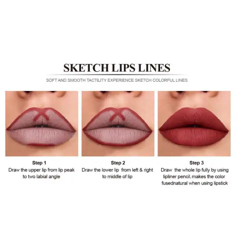 1PC Nude Velvet Matte Lipstick Długotrwała wodoodporna, nieprzywierająca pomadka do ust Cup Lip Glaze Lips Liner Pencil Woman Cosmetics