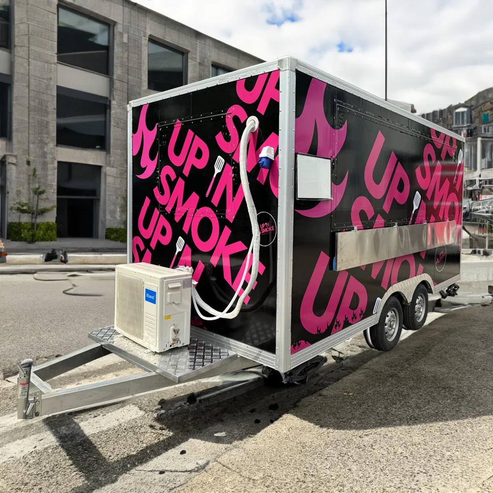 รถพ่วงขายอาหารเคลื่อนที่2024ขายอาหารบนท้องถนนพิซซ่าเคบับแฮมเบอร์เกอร์ฮอตดอกน้ำแข็ง