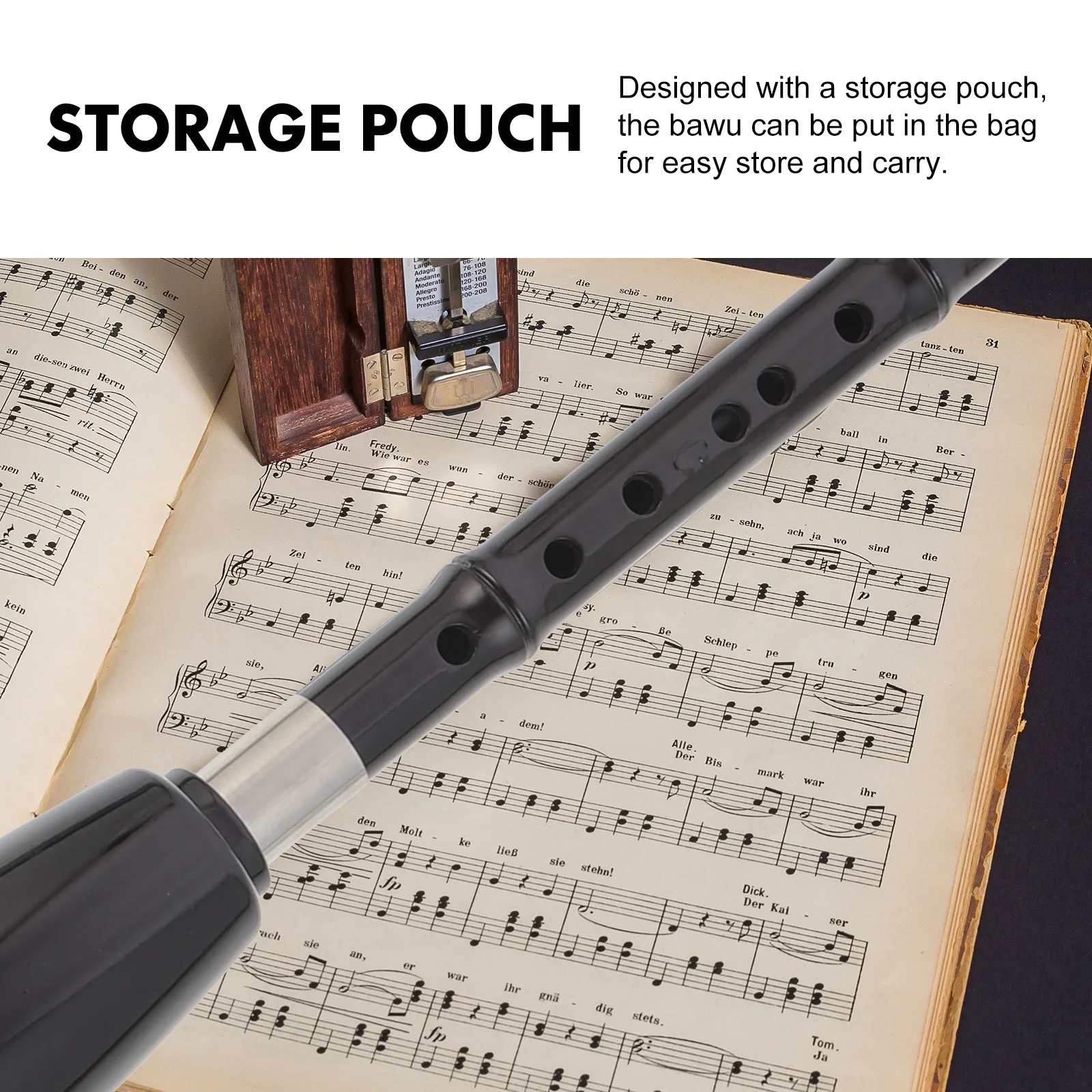 

Bawu Beginner Musical Instrument Chinese Traditional Instruments Wind with Storage Bag Folk Resin