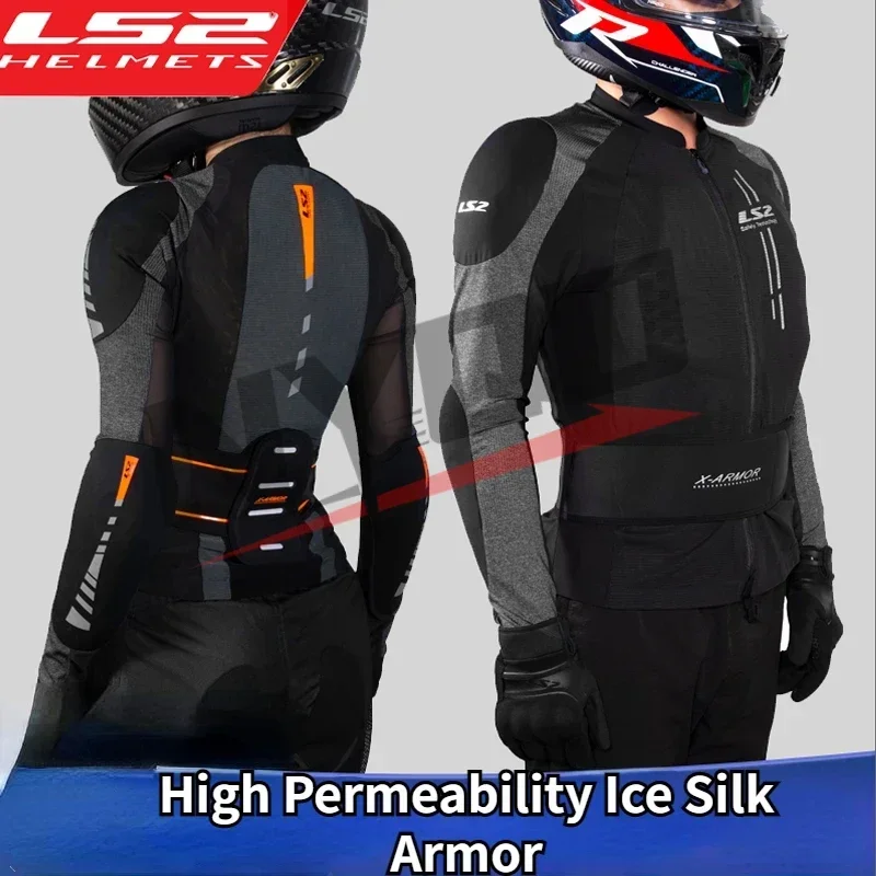 LS2-Vestes de moto respirantes pour hommes et femmes, Armure douce, Équipement de protection, Course, Cyclisme, Imbibé, Été