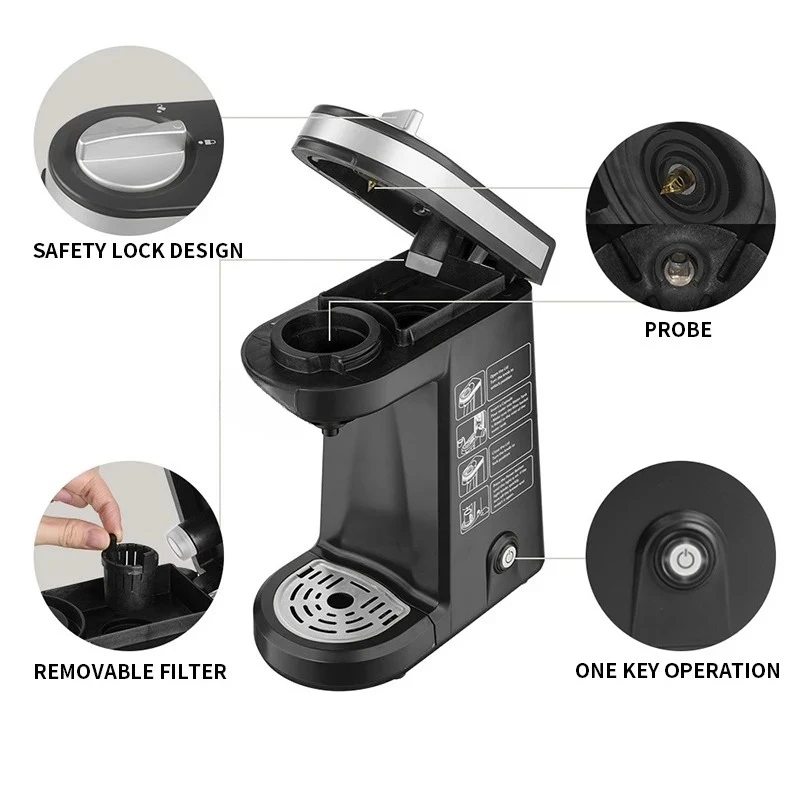 -CM801 American Kcup Capsule Coffee Machine Houseold 800W Single Cup Coffee Machine for Hotel 220V/50HZ
