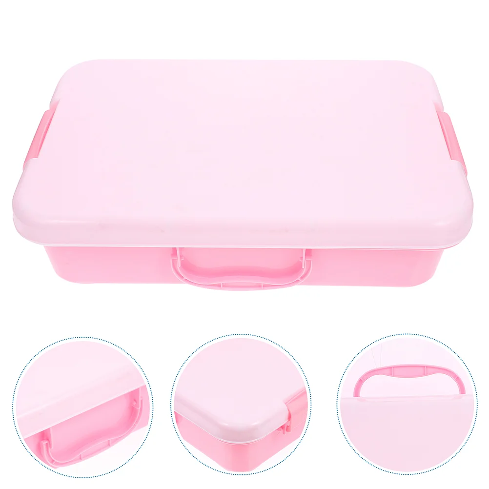 2 Pcs Beach Toys Kids Sand Table Storage Box Handheld Sandbox Tray Large Plaything Pink Child