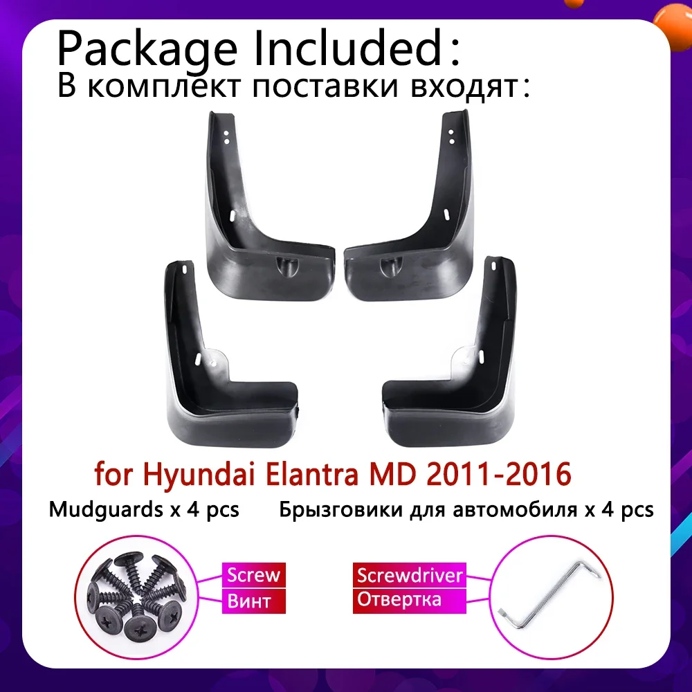 4 PCS Car Mudguards For Hyundai Elantra MD 2011 2012 2013 2014 2015 2016 Cladding Splash Mud Flaps Mud guard Mudflap Accessories