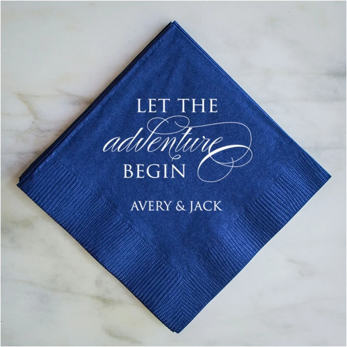 

50 Let the Adventure Begin Personalized Napkins, Wedding Napkins, Custom Printed Napkins, Wedding Reception Napkins, Cake Tabl