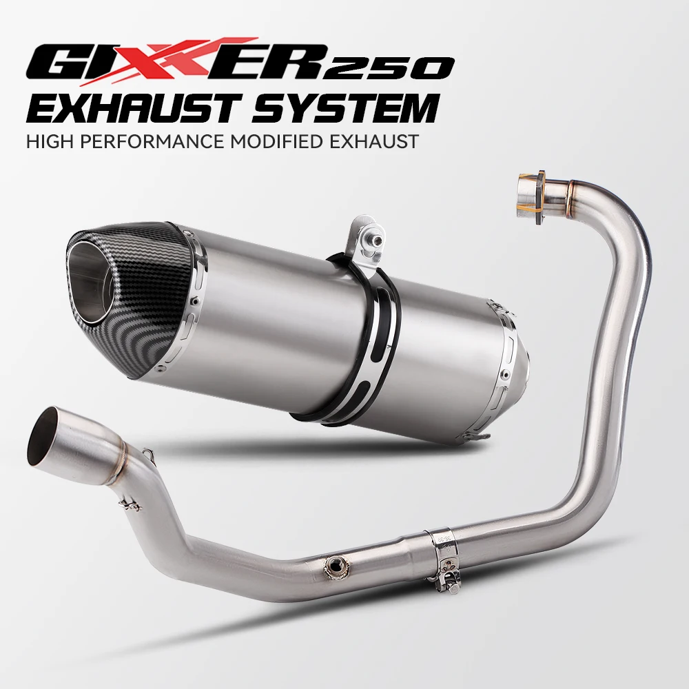 

FOR Motorcycle Exhaust Pipe for GIXXER250 GIXKER-250 250 Gixxer250 SF250 Slip Front Stainless Steel Tube Full exhaust system