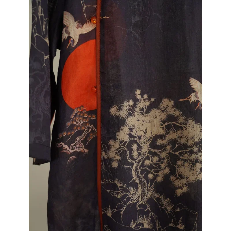 الموسم الجديد طبقة واحدة التوت فستان حريري فضفاض كرين صباح الشمس فضفاض تعديل شيونغسام تنورة النمط الصيني فستان المرأة