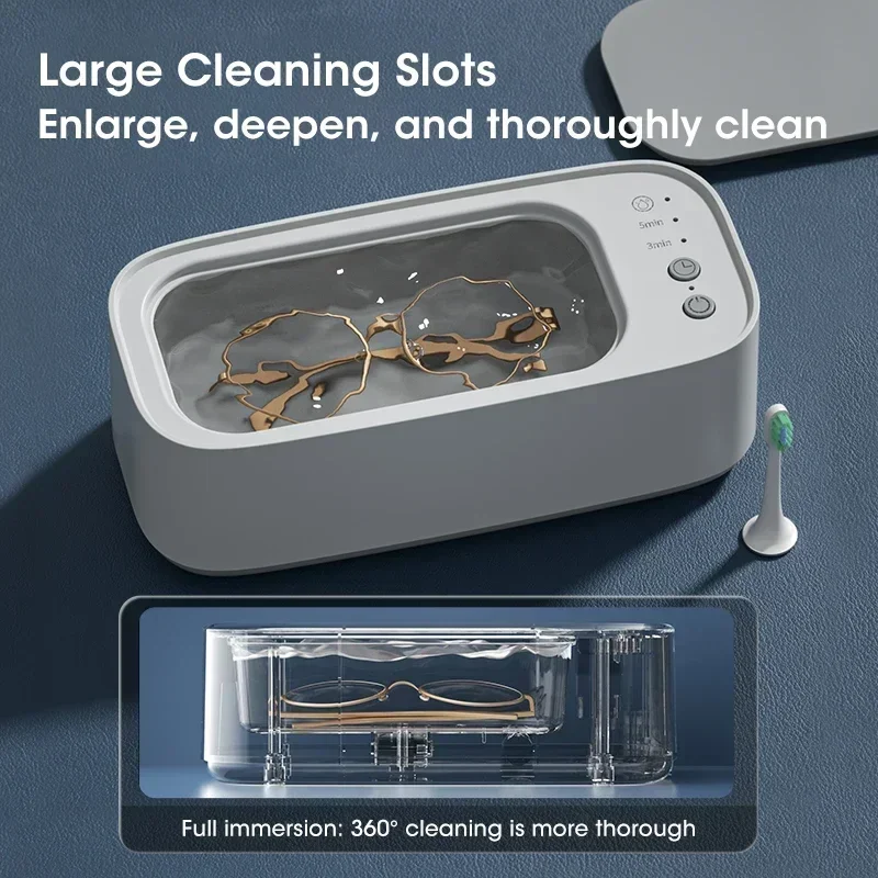Home Ultrasonic Cleaning Machine Mini 3-speed Adjustable High-frequency Vibration Cleaning Glasses and Jewelry Deep Cleaning