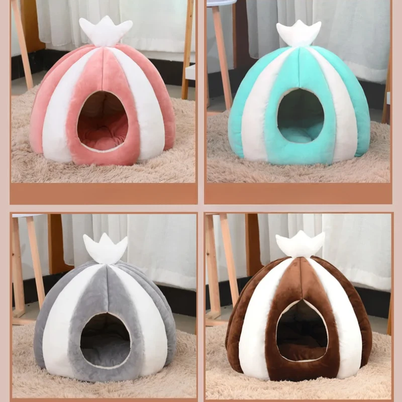 Warm Cat Kennel Winter Thickened Yurt Small Dog Kennel Closed Kennel Beds Mats Pet Supplies Products Semi Thickened Deep Sleep