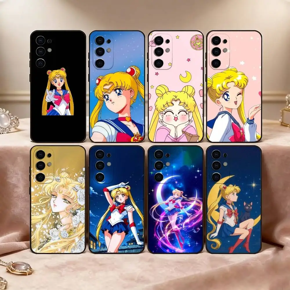 S-Sailor M-Moon Phone Case For Samsung S25,S24,S21,S22,S23,S30,Ultra,S20,Plus,Fe,Lite,Note,10,Black Cover