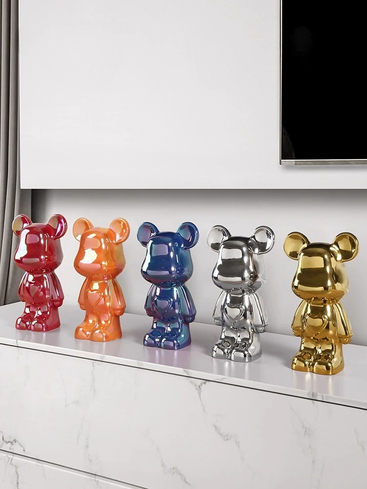 

Modern Light Luxury Home Living Room TV Cabinet Wine Cabinet Decoration Ceramic Figurine Creative Cartoon Bear Doll Ornament