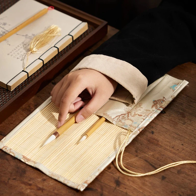 Bild 6: Chinesischer Stil Tuschepinsel-Rollvorhang, Kalligrafie-Stift-Aufbewahrungstaschen, tragbarer Künstlerpinselhalter, Kunst-, Schreib- und Zeichenzubehör