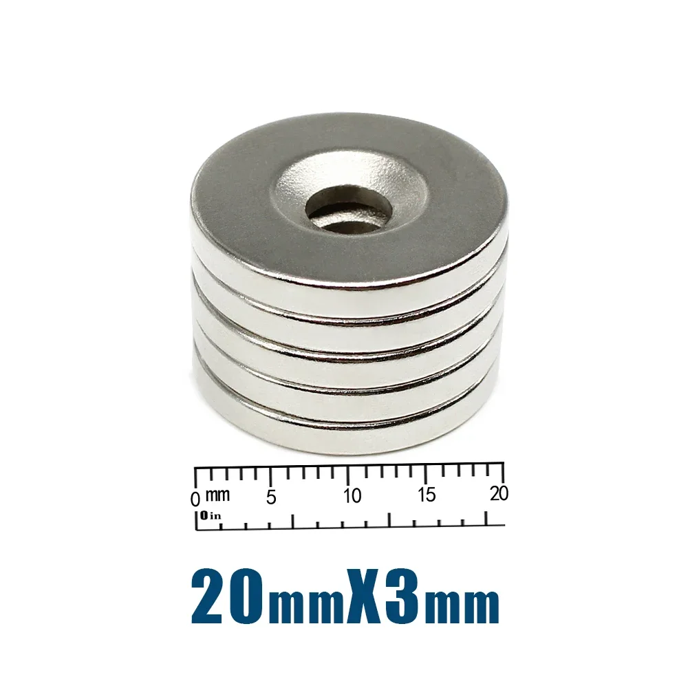 10/20/50/100PCS 20x3-5mm Countersunk Round Search Magnet with Hole Disc Permanent Super Strong N35 Neodymium Magnet