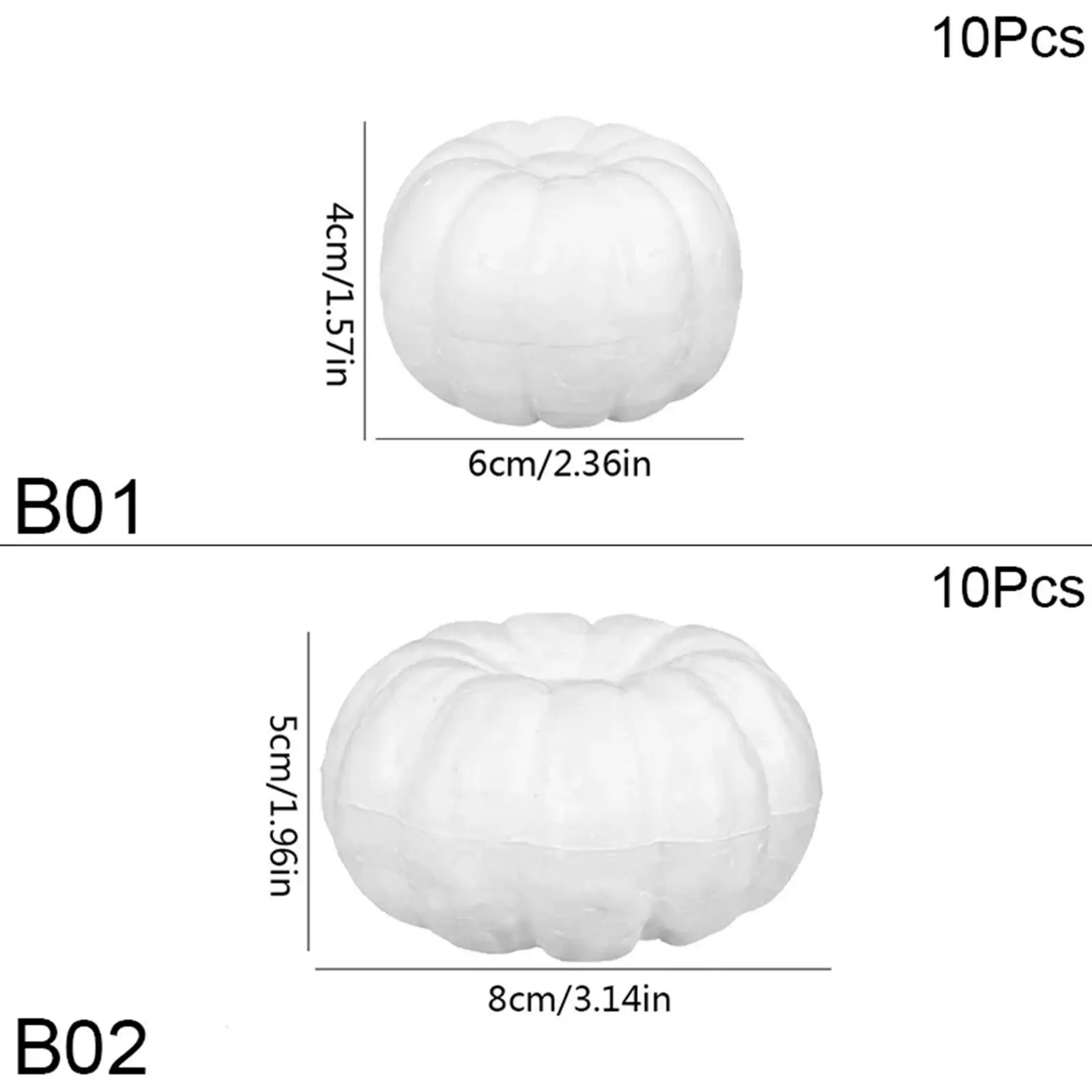 Calabazas artificiales de espuma blanca para niños, artesanía de otoño, artes y manualidades, 3 uds.