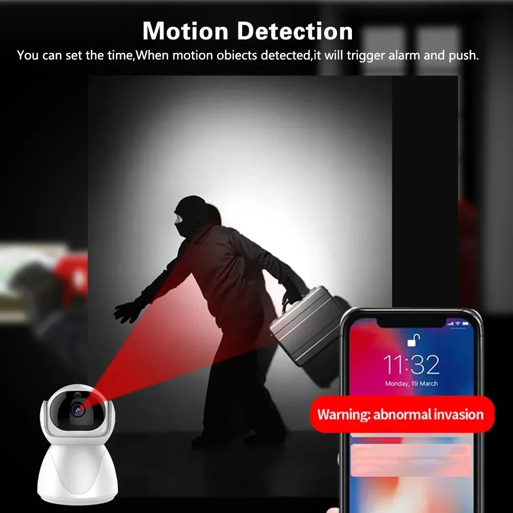Câmera de Vigilância HD sem fio, WiFi, PTZ, IP, CCTV Security Protector, Smart Auto Tracking, Monitor do bebê, Tuya App, 5MP