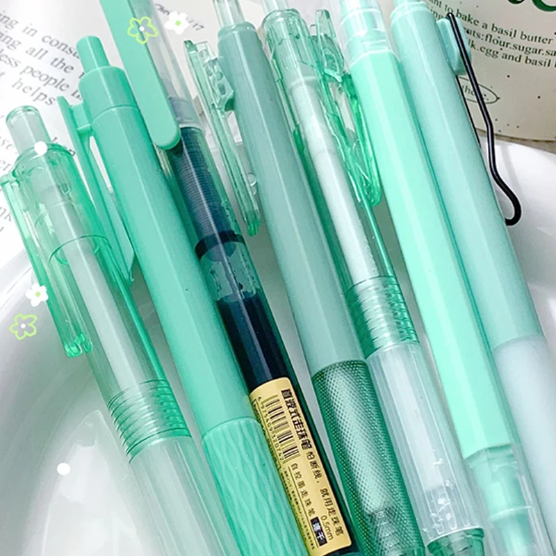 7Pcs Simplicity Quick Drying Gel Pen Fashoin Solid Color Pressing Gel Pen Stationery Smooth Writing Supplies Student Supplies