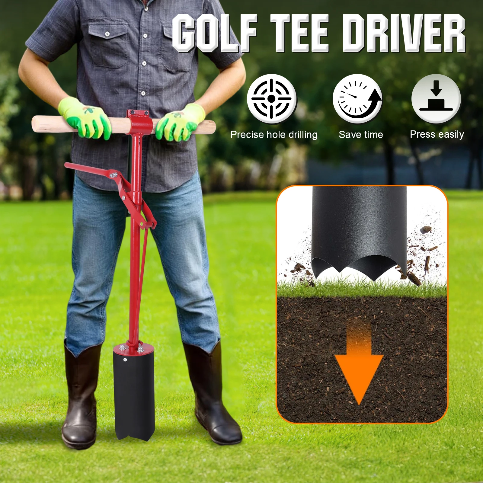 Manual Golf Putting Green Hole Cutter Green Lever Action Hole Cutters Punch Machine with Manual Operation Machine Golf Course Ac