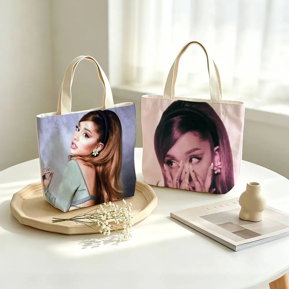 Сумка-шоппер из холщовой ткани с принтом Music Star Ariana G-Grande, сумка через плечо, городская сумка для мам, сумка для покупок