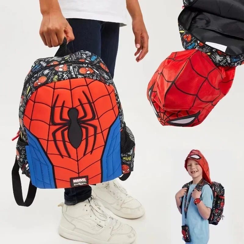 Marvel Smiggle Film Cartoon Spider Man Hat Backpack High Capacity Student Schoolbag Leisure Burden-Reducing Movie Arounding Gift