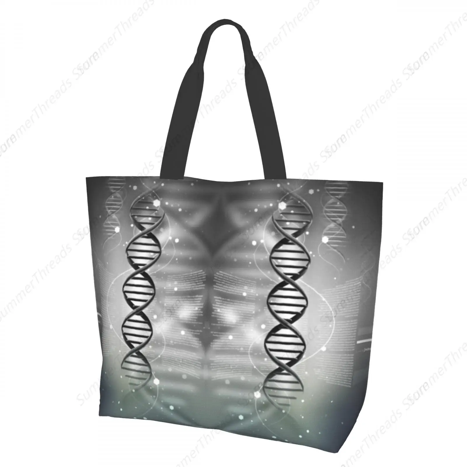 

DNA Double Helix Tote Bag for Women Large Print Bags Portable Beach Bag Reusable Grocery Bags Waterproof