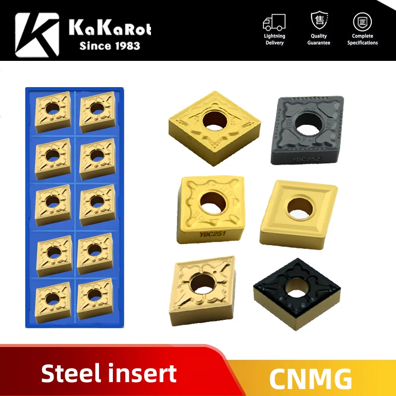 Kakarot Carbide Insert CNMG120404 TM CNMG 120408 PM Turning Tools For Steel CNC Lathe Cutter 10pcs Blade Plate