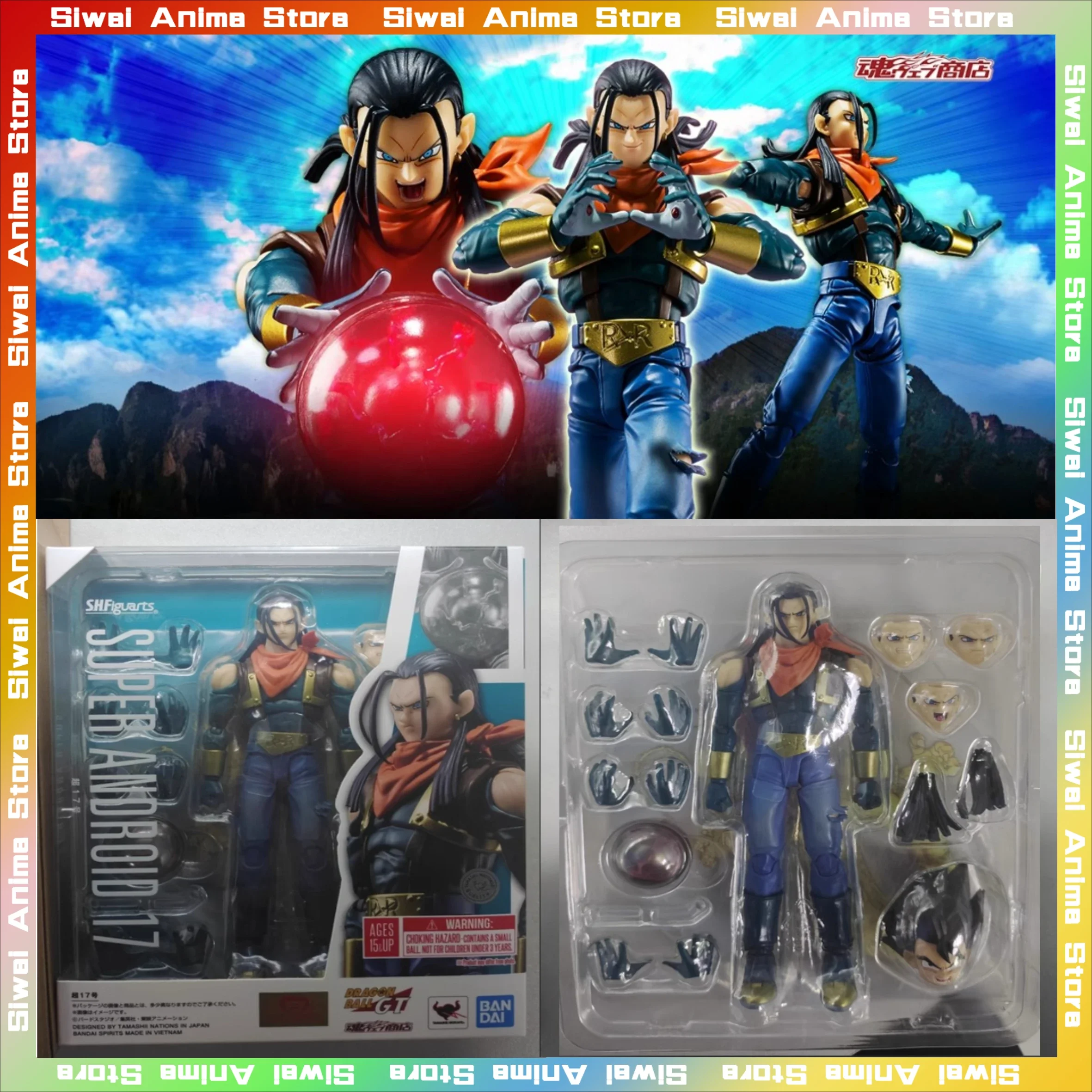 

Оригинальный BANDAI S.H.Figuarts Dragon Ball GT Android 17, аниме-фигурка, фигурки, модель, коллекция игрушек, украшение для стола, подарки