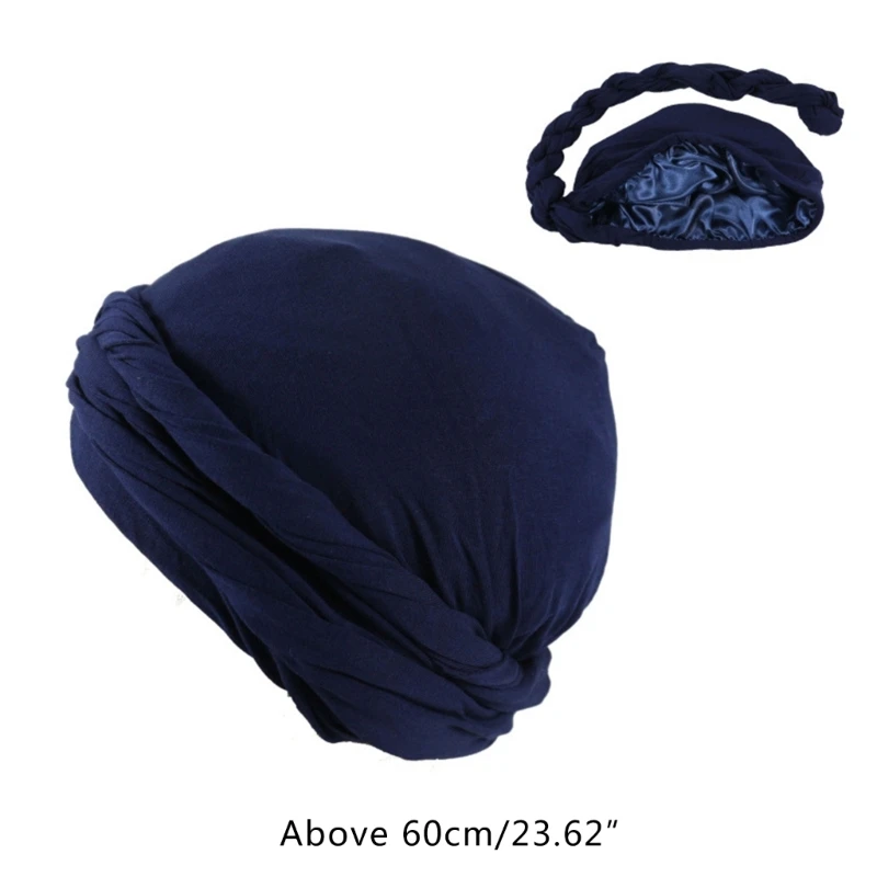 40GC HaloTurban Durag mężczyźni Turban HeadWrap Twist HeadWrap pościel satynowa chustka na głowę