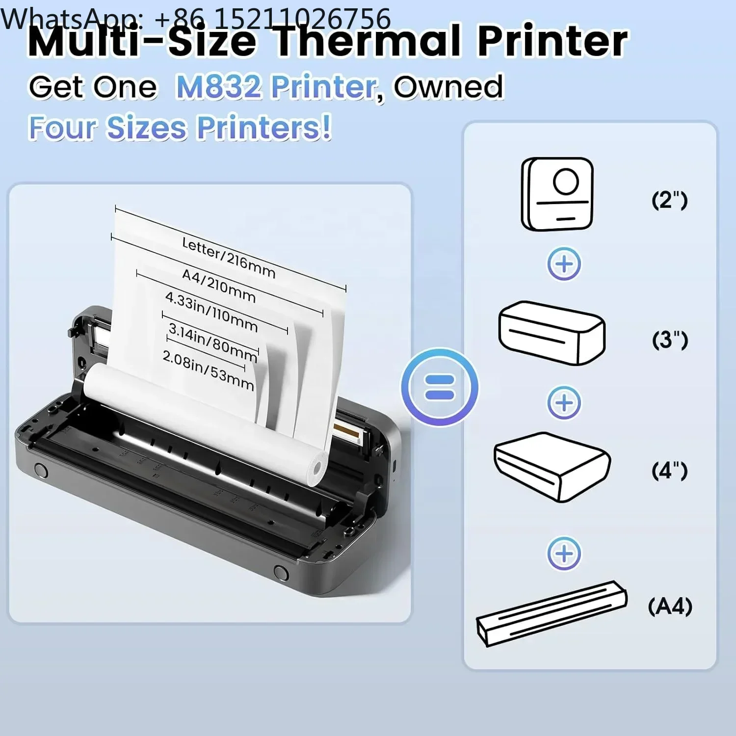 M832 A4 Printer HD Mini Inkless Transfer Storage Writing Paper Photo Document Office Home Printers Portable Thermal BT Printing