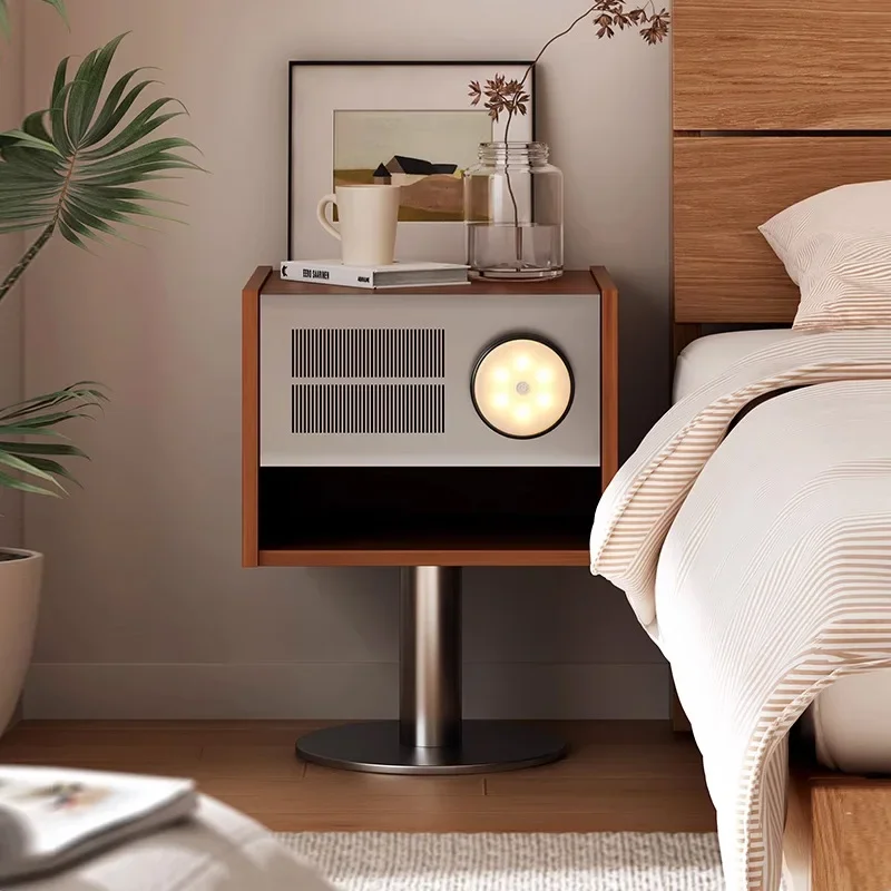 

Medieval solid wood bedside table simple modern storage cabinet retro bedroom small creative bedside table