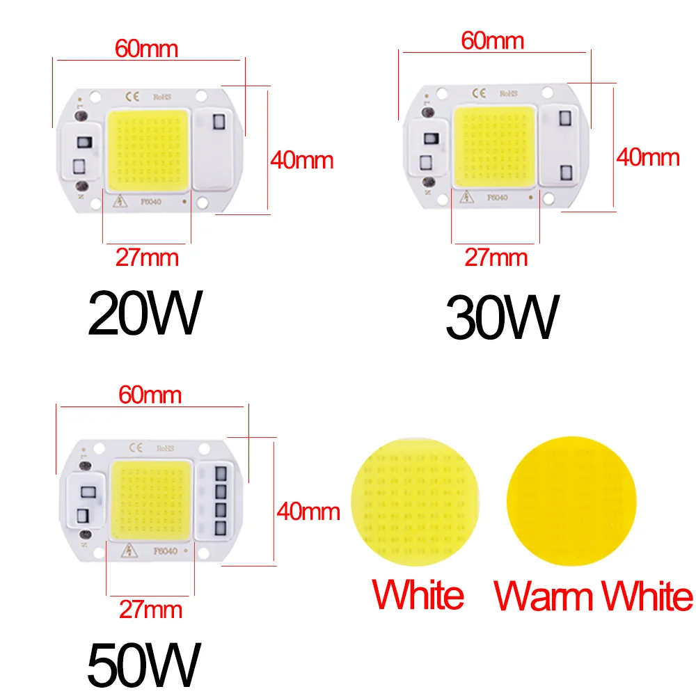 Led chip 20w 30 50 ac 220v inteligente ic não há necessidade motorista cob lâmpada led grânulo para diy lampada luz de inundação iluminação spotlight