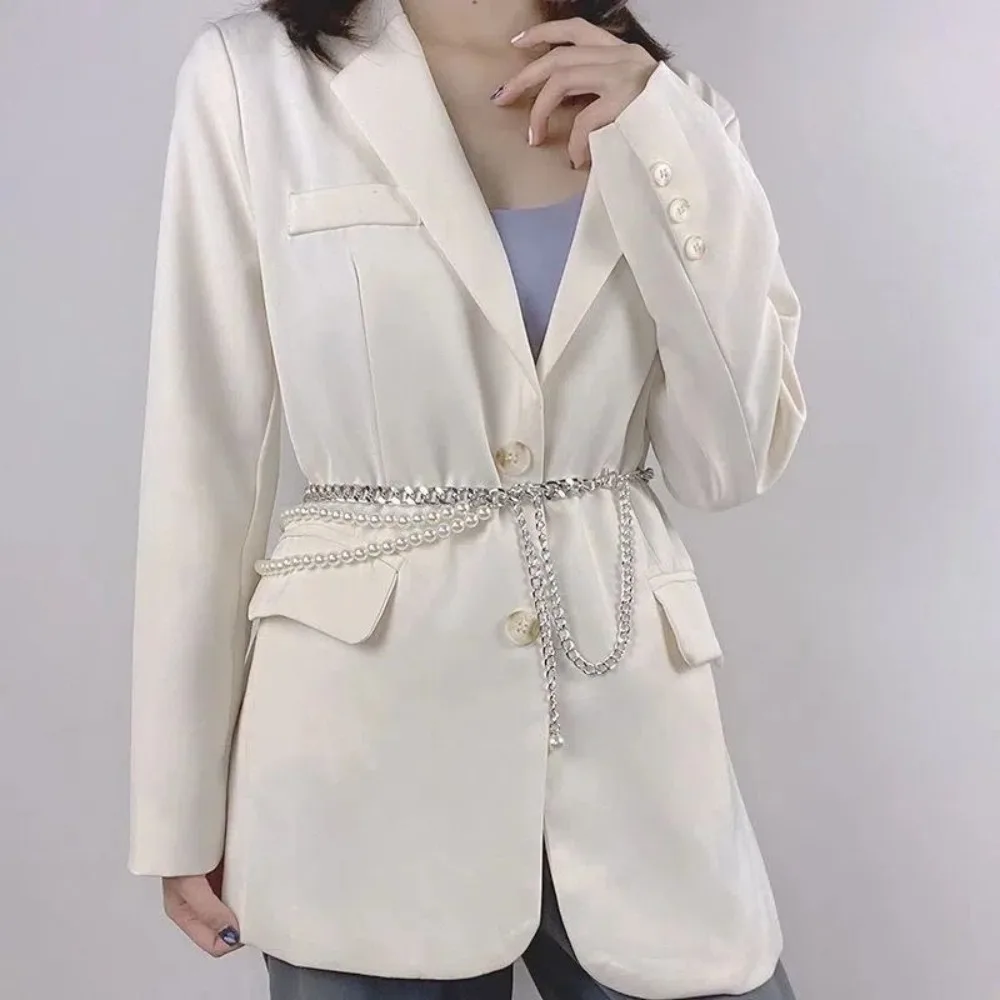 New Elegant Multilayer Pearl Belt Versatile Boho Waist Chain Waist Accessory Floral Belly Chain for Women