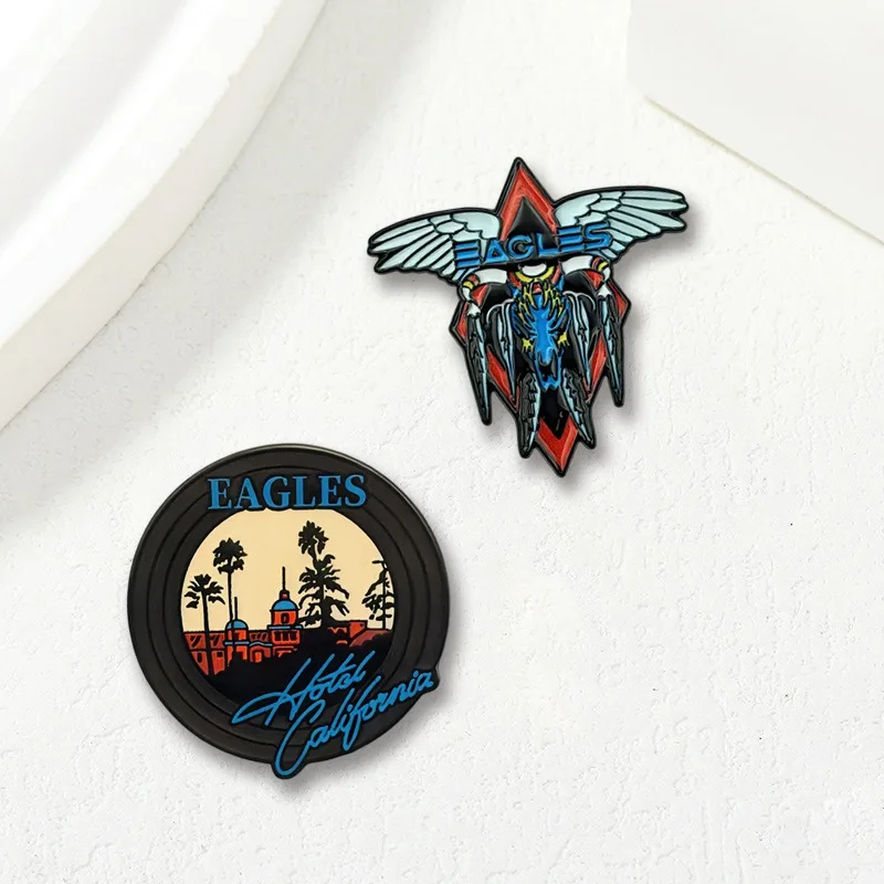 Retro Western Rock Enamel Pin Country Building Metal Brooch Badge Backpack Lapel Music Collector Jewelry Gift