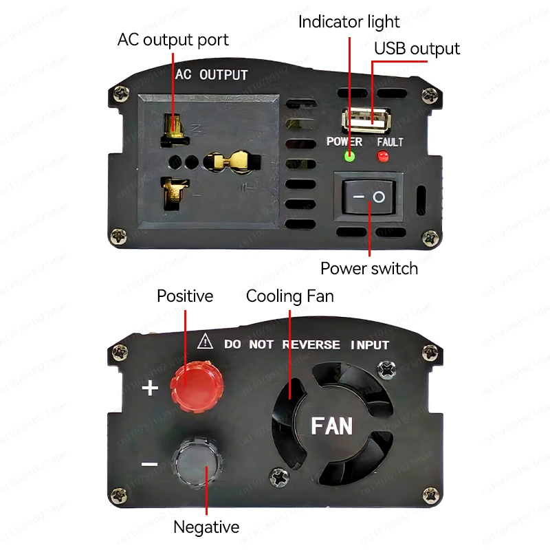 200W Small Power Inverter, Single-Phase DC12V to AC220V, Suitable for Mobile Phones and Laptops