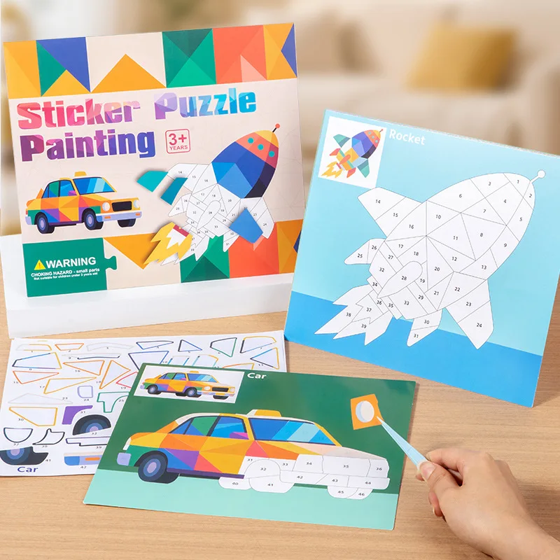 3D geometric stickers, children's handmade creative puzzle toys, DIY stickers focus on early education
