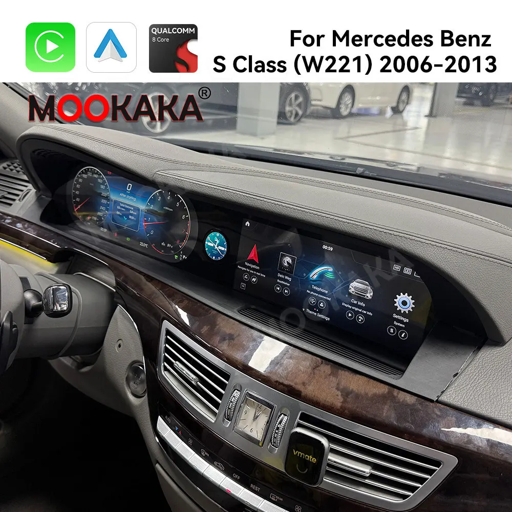 

Автомагнитола Android Auto Carplay HiCar для Mercedes Benz S-класса W221 2006-2013, мультимедийный проигрыватель, радио, навигация, 24.6-дюймовый двойной экран