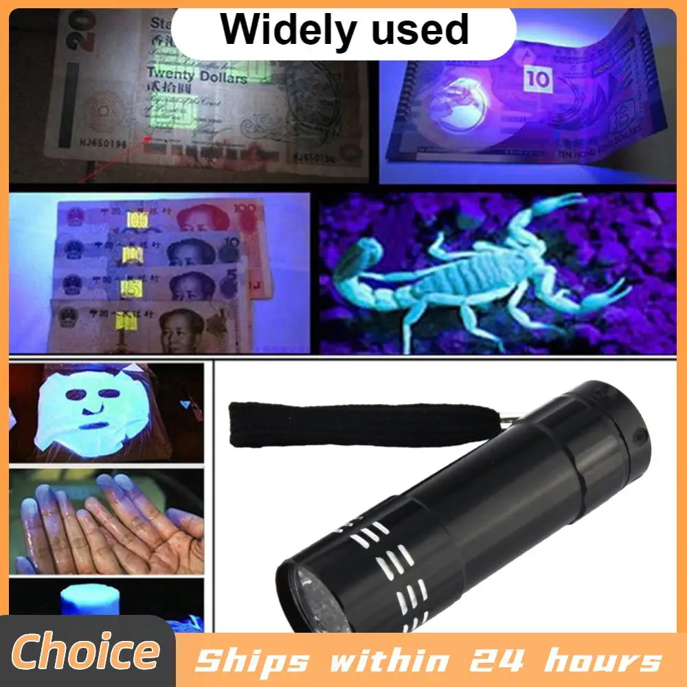 9 LED Mini Ultraviolet Torch 50LM 395nm Scorpion Inspection Lamp Waterproof Portable for Fluorescent Agent/ Currency Test