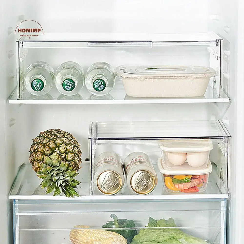 

Detachable Extendable Refrigerator Shelf 2-Level Height Adjustable Height Transparent Desktop Stand Easy Assembly Space Saving