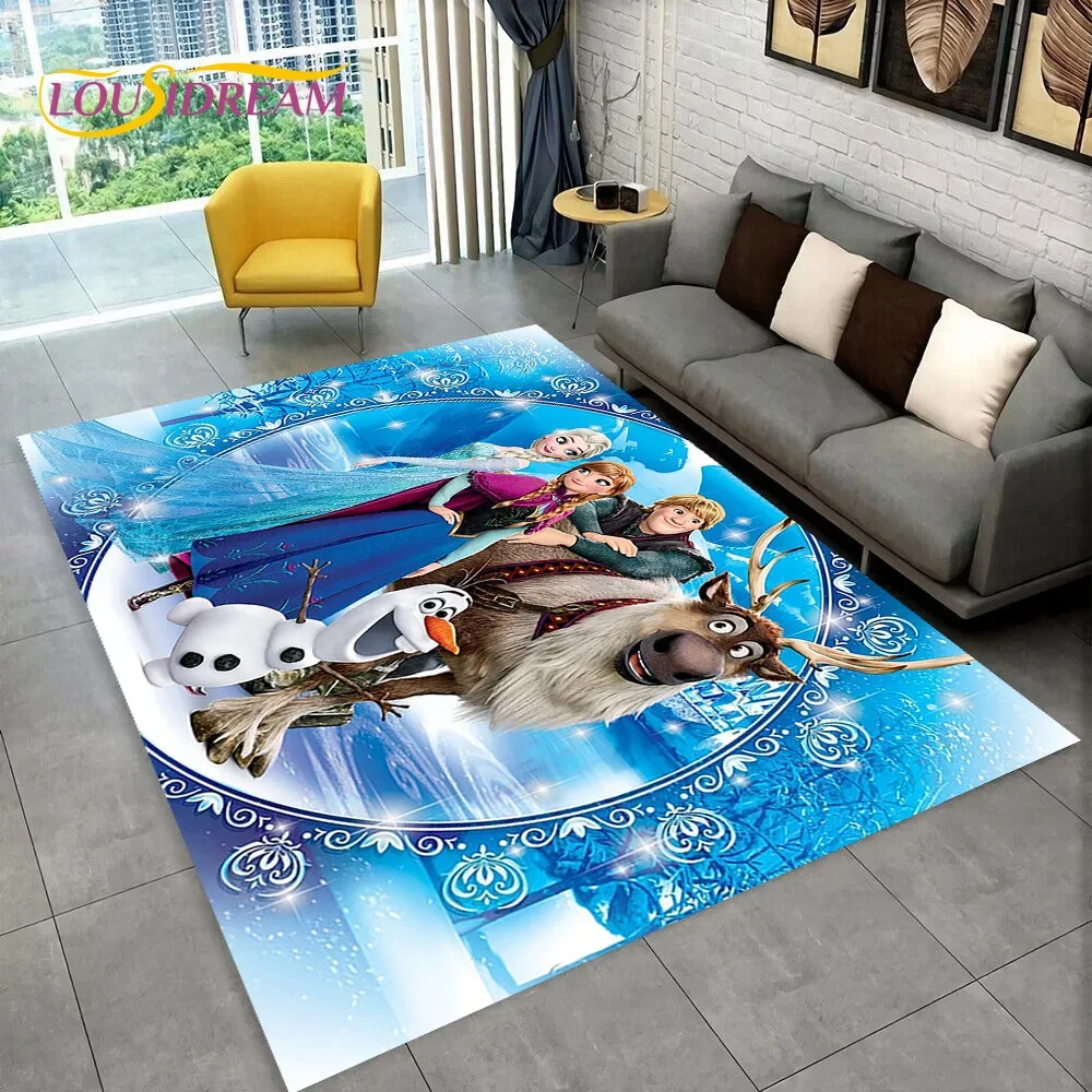 Disney Frozen Elsa Princess Snow Queen Cartoon Carpet Rug for Home Living Room Bedroom Sofa Doormat Decor,Kid Non-slip Floor Mat