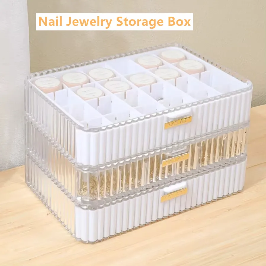 

Acrylic Nail Art Rhinestones Tools Organizer Box Nail Art Display Tray Cosmetics Bead Storage Box Nail Art Jewelry Box Container